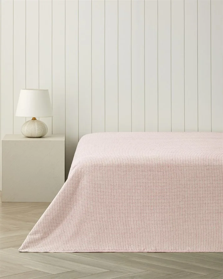 Modern Grid Çift Kişilik Pike Pembe