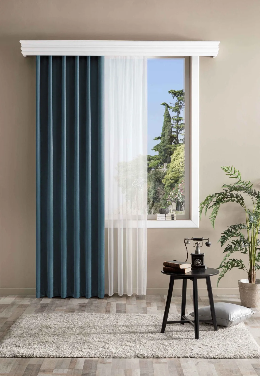 Bright Hazır Fon Perde Petrol 150x260 cm